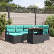 vidaXL vidaXL Komplet za jedilnico v vrtu z blazino 7 pcs Črna in Teal, (5000133806)