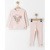 VIA GIRLS Kompletic za devojcice, majica i pantalone Minnie Flowers,Roze