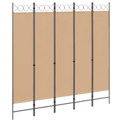 Vidaxl 5-panelni pregradni zid Bež 200 x 200 cm Blago