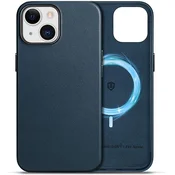 SHIELDON usnjen ovitek za iPhone 15 6,1 – pravo usnje, MagSafe, tanek, temno moder