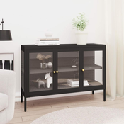Komoda crna 105 x 35 x 70 cm od celika i stakla