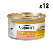 Gourmet Vlažna hrana za macke Gold, Piletina i losos, 12x85g