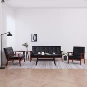 3-dijelni set sofa od umjetne kože crni
