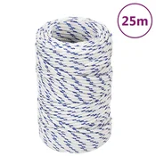 Vidaxl Vrv za čoln bela 2 mm 25 m polipropilen
