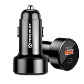 Techsuit - vrhunski avtopolnilec (CAPD028) - USB-A QC 3.0 in USB-C 38 W - črn