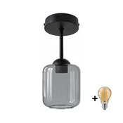 BRILAGI - LED Plafonski luster R GLASS 1xE27/60W/230V precnik 14 cm crna/zadimljena siva