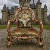Casa Padrino luxury baroque living room armchair with pattern green/bordeaux red/gray/gold - Handmade baroque armchair - Luxury living room furniture in baroque style - Baroque furniture