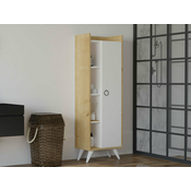Regal Kailua 492 Zaprte, Z vrati, Iverna plošča, 140x50x32cm, Hrast, Bela