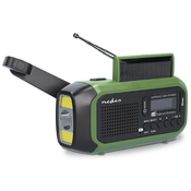 Prenosni radio za nujne primere NEDIS/ Na baterije/ USB/ Solar/ DAB+/FM/ Budilka/ Svetloba/ Črno-