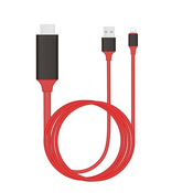 Kabel, iPhone lightning-HDMI+USB, M-M, Teracell, 2m, rdeča