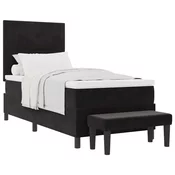 vidaXL Box Spring postelja z vzmetnico in klopjo Črna 100x200 cm Velur