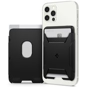 SPIGEN Držalo za kartice MagSafe Carbon Fiber Effect, Spigen Rugged Armor za iPhone 12 in 13 - crna, (20763586)