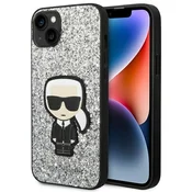 shumee Ovitek za iPhone 14 Plus Karl Lagerfeld Bleščeči kosmiči Srebrna