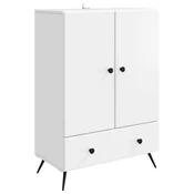Vidaxl Strani šal s predalom Bela 66 x 34,5 x 95 cm Inženirski les