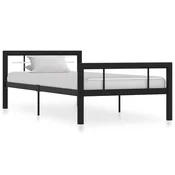 Vidaxl Posteljni okvir črn in bel kovinski 100x200 cm