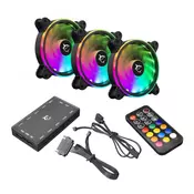 Ventilator 12x12x2,5cm 12v  4p White Shark NEBULA 1262-04-V ARGB KIT