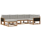 Set vanjskih sofa s jastukom 6 pcs Prirodna i Svjetlosiva