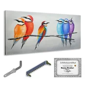 shumee Monica Mirafiori I 100 % ROČNO POSLIKANA I Slika ptic 140x70cm | Ročno poslikana slika | Akrilna slika | Zelo velika akrilna slika I Moderna umetnost I Umetniške slike