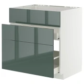 METOD / MAXIMERA Pod.element sudop. i 3front/2fioke, bela/Kallarp tamna sivozelena visokog sjaja, 80x60 cm