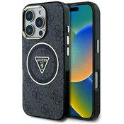slomart Etui Guess IML Metal Glitter 4G Circle Triangle MagSafe za iPhone 16 Pro - črno