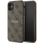 Guess GUESS etui za iPhone 11, združljivo z MagSafe, GUHMN61G4GFRW (4G Ring classic logo), rjavo