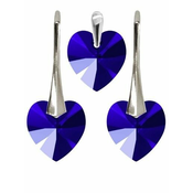 Naušnice i privjesak sa Swarovski kristalima Srce Majestic Blue 10mm – Srebro 925