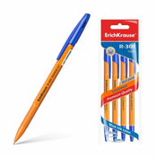 ErichKrause Kemični svinčnik R-301 0,7, moder Orange Stick s pokrovčkom, 4 kos