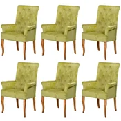 Casa Padrino Chesterfield Neo Baroque dining room chair set of 6 green/natural - Kitchen chairs with armrests - Dining room furniture - Chesterfield furniture - Neo baroque furniture