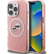 Karl Lagerfeld IML KCH Heads Repeated Logo MagSafe zadnji ovitek za iPhone 16 Pro Max roza