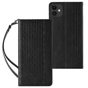 MG Magnet Strap knjižni usnjeni ovitek za iPhone 12, črna