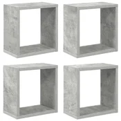 Vidaxl Stenske police kockaste 4 kosi betonsko sive 26x15x26 cm