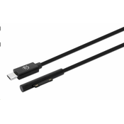 Manhattan kabel za punjenje, Surface Connect to USB-C kabel za punjenje (M/M), 15 V / 3 A, 1,8 m, crni