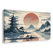 Slika japonska pokrajina s jezdecem - 150x100