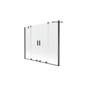 Mexen Velar Duo paravan za kopalno kad 2-krilni drsni 200 x 150 cm, prozoren, črn - 896-200-000-02-70