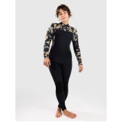 Roxy 4/3 Swell Natural Back Zip Wetsuit black floral