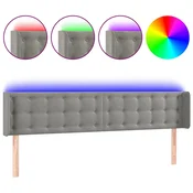 Vidaxl LED posteljno vzglavje svetlo sivo 183x16x78/88 cm žamet