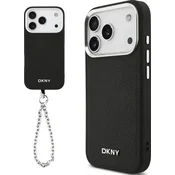 Maska DKNY PU kožna maska s metalnim logom i narukvicom MagSafe za iPhone 17 Pro crna (DKHMP17LPDHWSK)