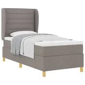 Vidaxl Postelja z vzmetnico z vzmetnico Taupe 200 x 80 cm blago