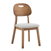 SONNENH Jedilni stoli, 2 v kompletu, 88 cm, siva, les v orehovem tonu, ovalno leseno naslonjalo z odprtino za prijem, oblazinjen sedež 43 x 42 cm in lesene noge