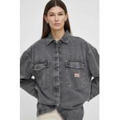 Jeans srajca American Vintage CHEMISE ML ženska, siva barva, JAZ06AE24