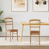 vidaXL Jedilni stol 2 pcs Naravna Masivno gumovo les