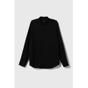 Košulja Armani Exchange za muškarce, boja: crna, regular, s klasicnim ovratnikom