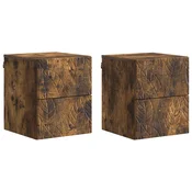 vidaXL Stenski nočni omarici 2 pcs Dimljen hrast 34,5 x 33 x 40 cm