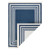 eoshop Preproga TWIN 22990 Okvir z vzorcem, bombaž, dvostranski, Okolju prijazna obroka - temno modra/krem ( - Velikost: 100x200 cm)