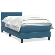 vidaXL vidaXL Box spring postelja z vzmetnico temno modra 80x220 cm žamet, (21791149)