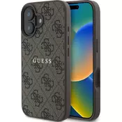 Guess PU 4G Classic Logo MagSafe Zadnji ovitek za iPhone 16 Plus Rjav