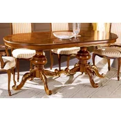 Casa Padrino luxury baroque dining table brown/gold - Oval extendable solid wood dining room table in baroque style - Baroque dining room furniture - Luxury Quality - Made in Italy