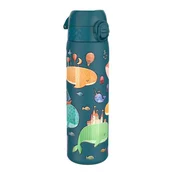Slim water bottle for children, stainless steel, 600 ml, Whales - Io
