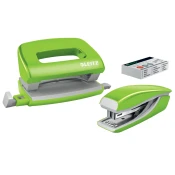 LEITZ Komplet mini sešivalnika in luknjača WOW, zelen