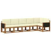 Set vanjskih sofa 6 kom. Prirodna i krem Poliester